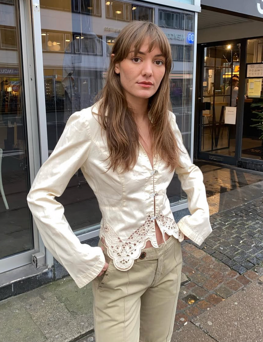 White lace detail shirt